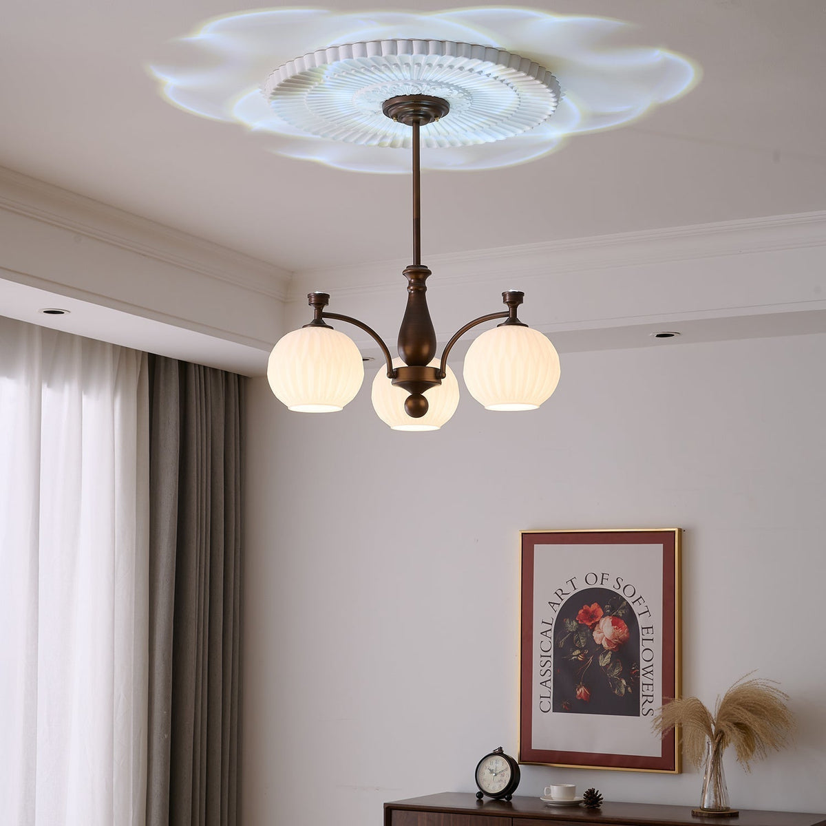 Aurora Chandelier Vintage à Orbe Givré - Neutralighting