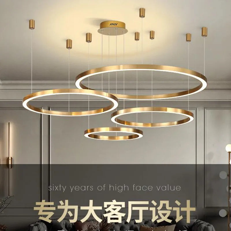 Lustre — LED moderne brossé avec anneau lumineux
