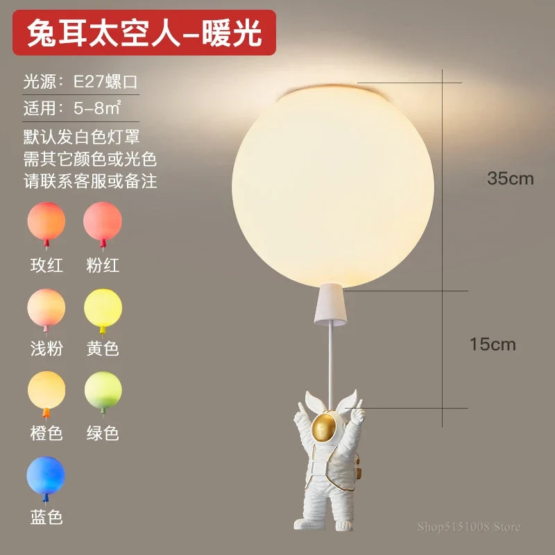 Plafonnier — LED nordique créatif astronaute ballon pour enfants