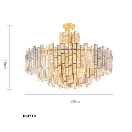 Lustre — Design LED moderne en cristal argenté et doré suspendu