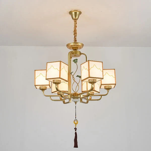Lustre — Chinois classique doré design pour intérieur élégant