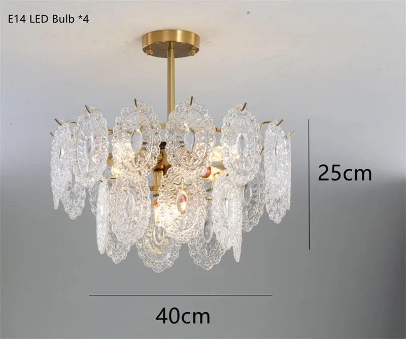 Lustre — Rond en cristal doré design moderne à LED