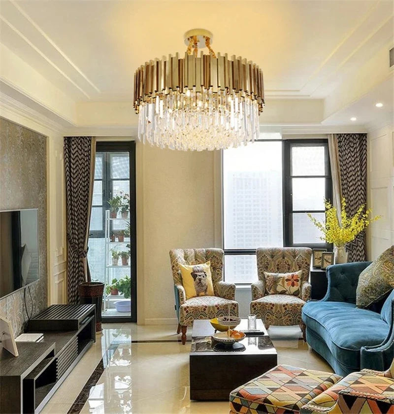 Suspension — Moderne en cristal avec grande suspension à LED