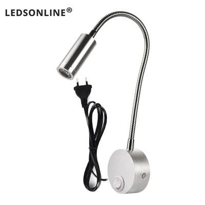 Lampe de Chevet travail étude lampe de lecture appliques 3W LED livre lampe mur veilleuse luminaires Spot LED ue US prise cordon Élias Courbe en Aluminium - Caractère & Élégance dans le Décor