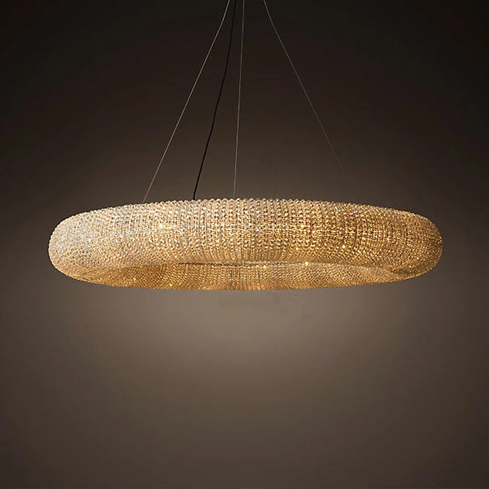 Lustre — Design moderne à LED avec anneau en cristal