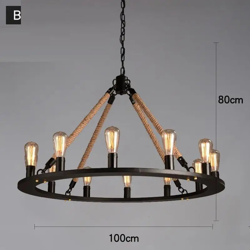 Suspension Industrielle Madeleine Brume en Corde de Chanvre — MODÈLE I / Sans ampoule E27 ; MODÈLE I / Avoir une ampoule E27
