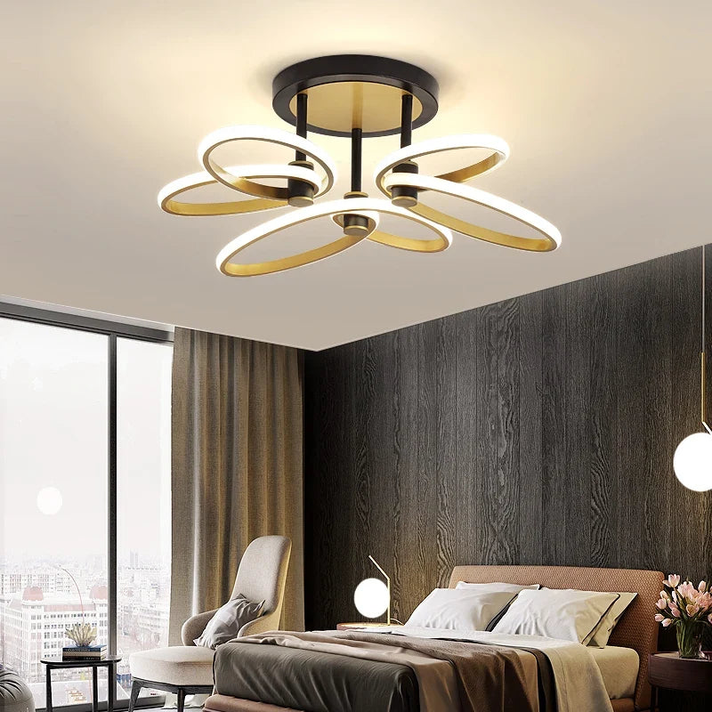 Plafonnier — Moderne en pétale d'or pour intérieur décoratif