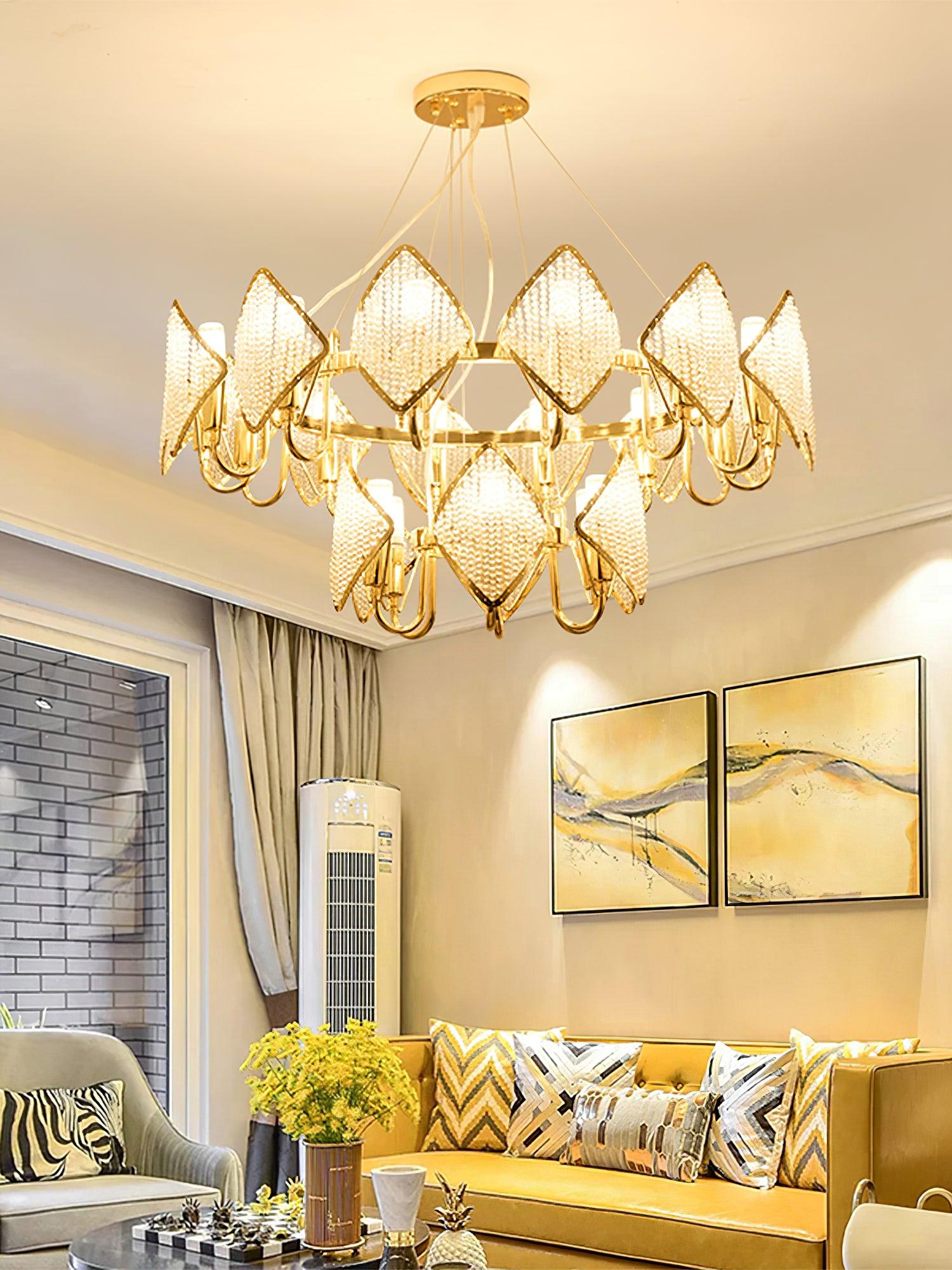 Aurora Chandelier Cristal Feuille à Deux Niveaux - Neutralighting