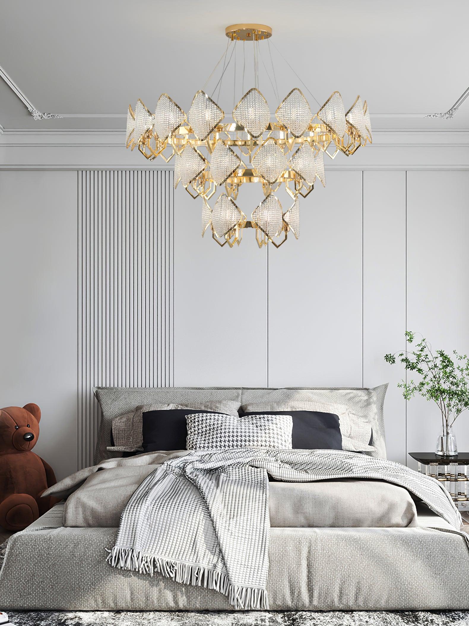 Aurora Chandelier Cristal Feuille à Deux Niveaux - Neutralighting