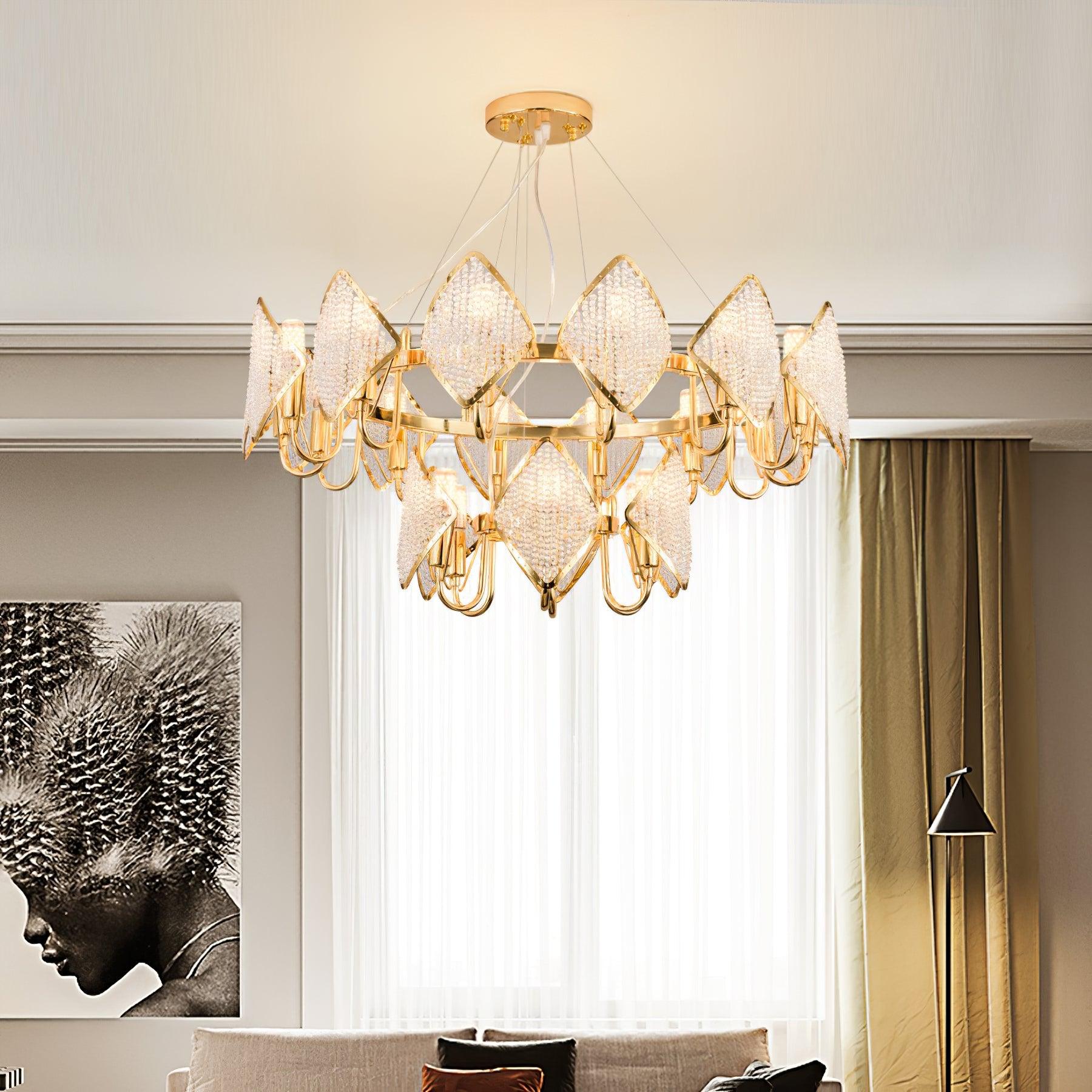 Aurora Chandelier Cristal Feuille à Deux Niveaux - Neutralighting