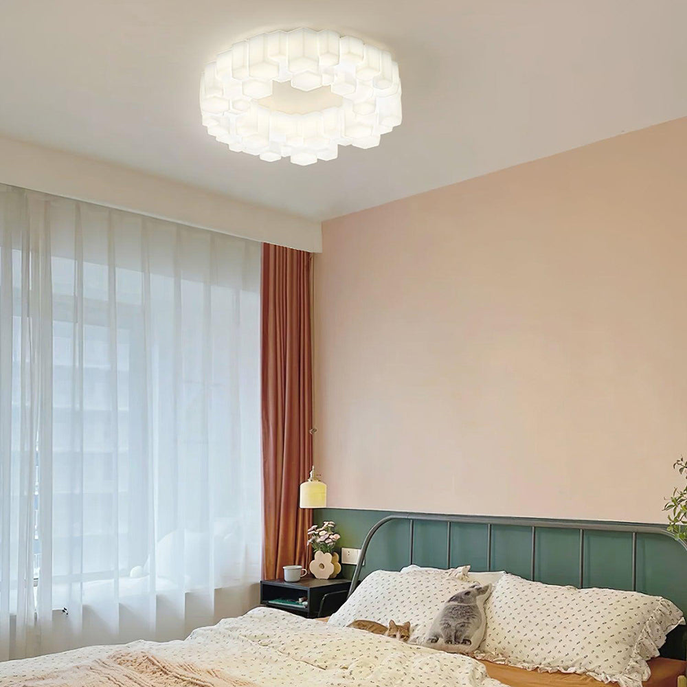 Arisha Plafonnier Nid Moderne, Metal/PE, Blanc, Chambre - Neutralighting