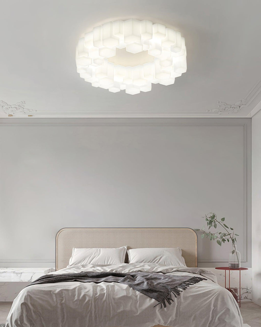 Arisha Plafonnier Nid Moderne, Metal/PE, Blanc, Chambre - Neutralighting