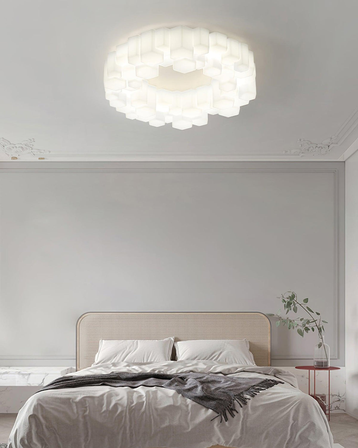 Arisha Plafonnier Nid Moderne, Metal/PE, Blanc, Chambre - Neutralighting