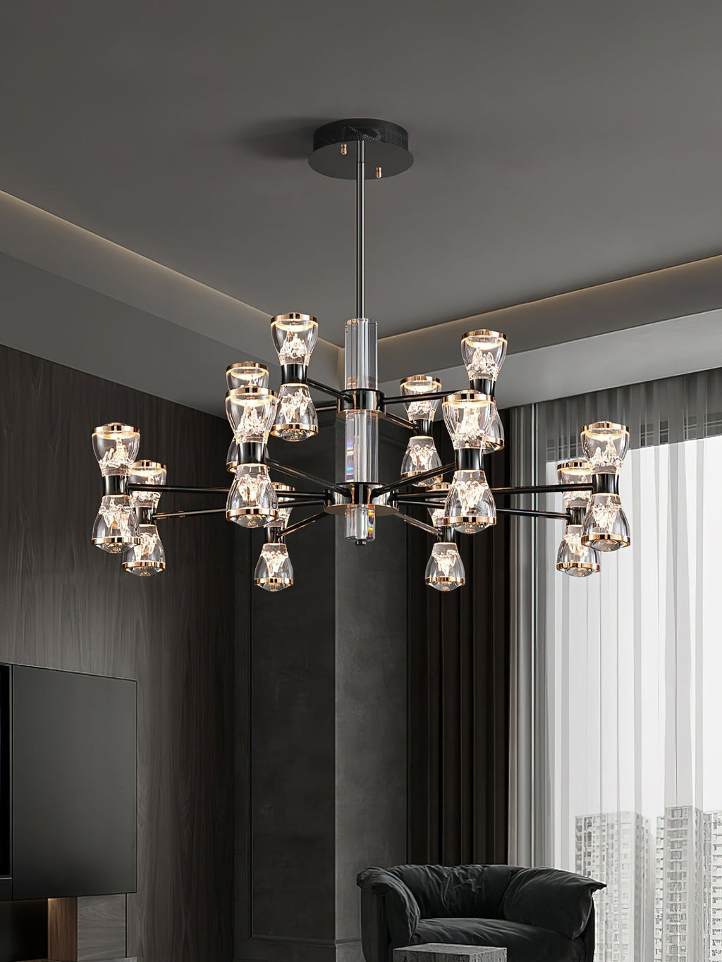 Orvelion Lustre de Luxe Postmoderne en Acrylique et Métal LED en Forme de Nid d'Abeille - Neutralighting