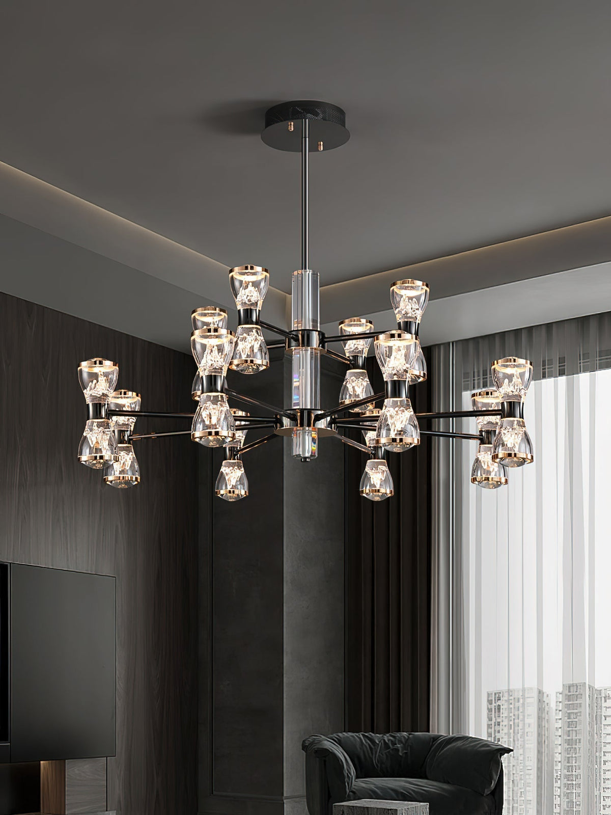 Orvelion Lustre de Luxe Postmoderne en Acrylique et Métal LED en Forme de Nid d'Abeille - Neutralighting