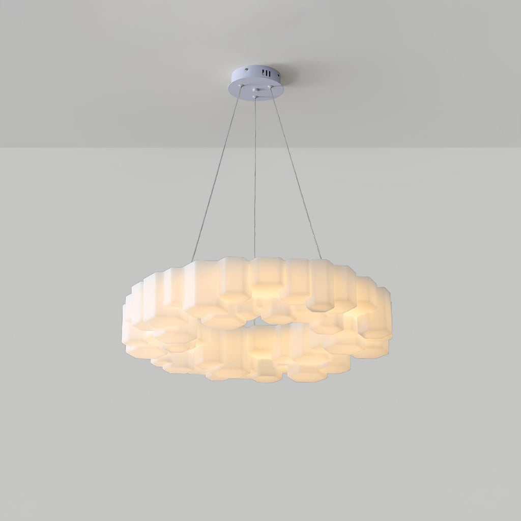 Lustra Chandelier Rayon de Miel Polycarbonate Blanc Brillant - Neutralighting