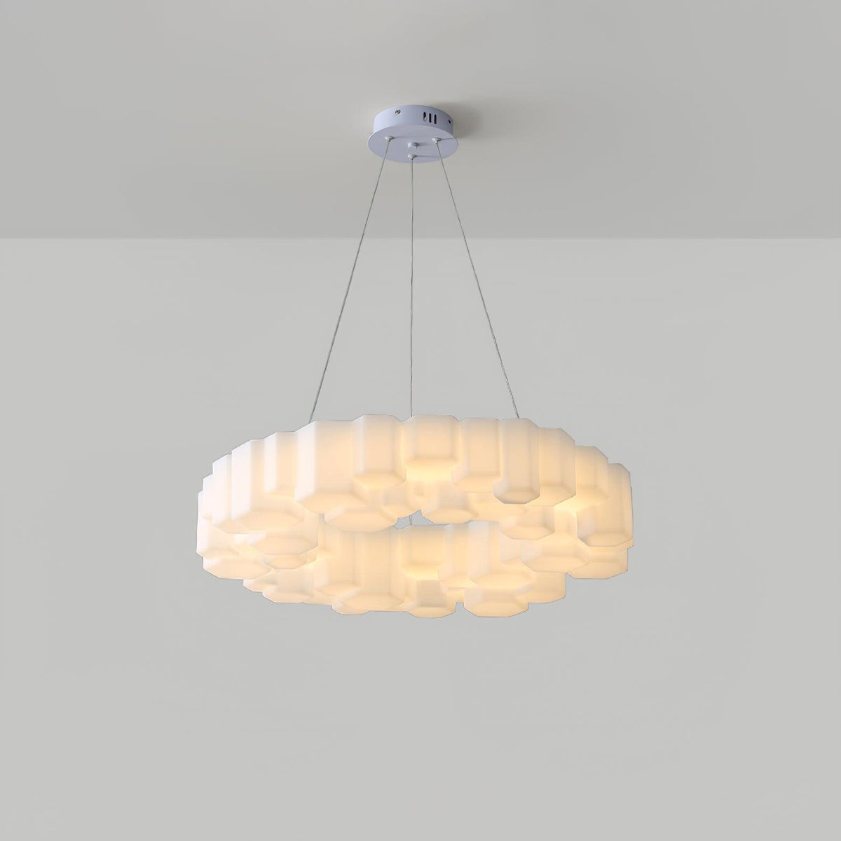 Lustra Chandelier Rayon de Miel Polycarbonate Blanc Brillant - Neutralighting