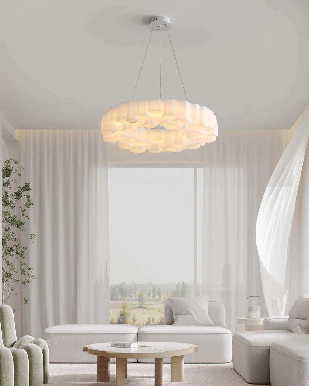 Lustra Chandelier Rayon de Miel Polycarbonate Blanc Brillant - Neutralighting