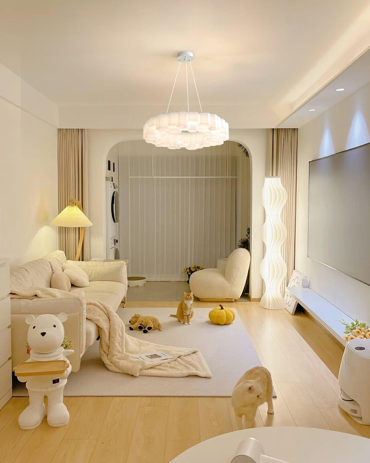 Lustra Chandelier Rayon de Miel Polycarbonate Blanc Brillant - Neutralighting