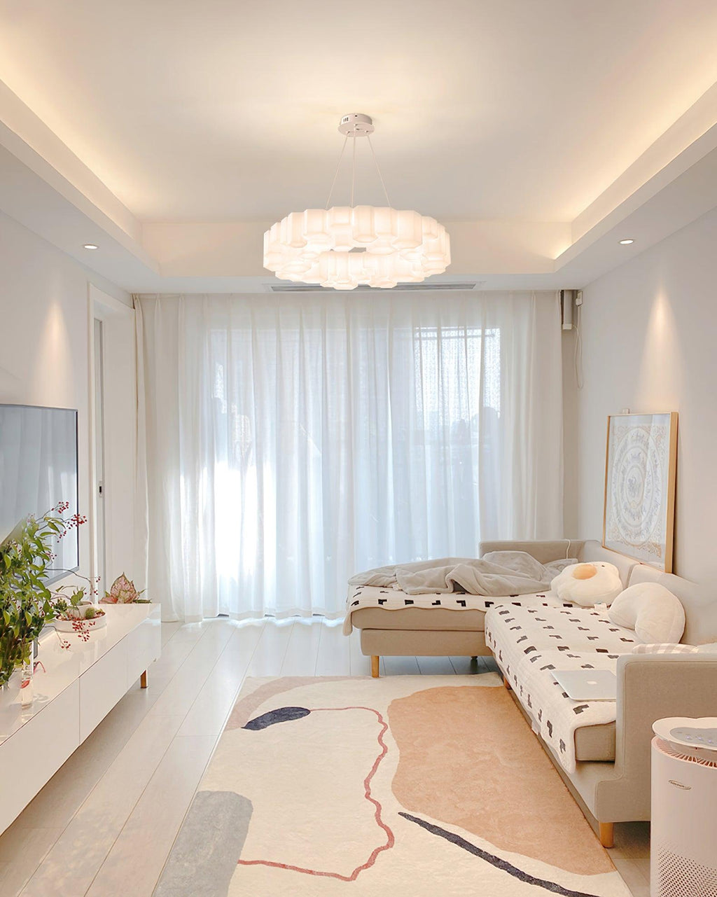 Lustra Chandelier Rayon de Miel Polycarbonate Blanc Brillant - Neutralighting