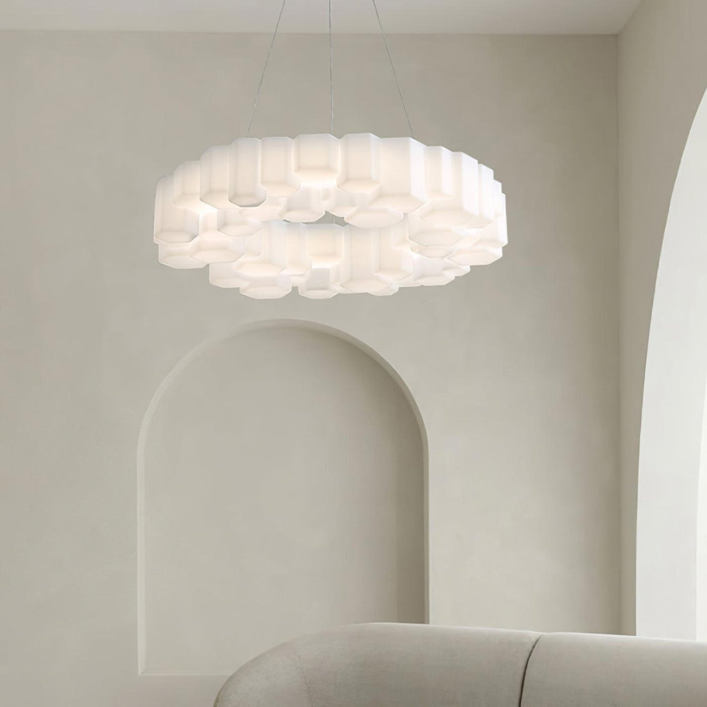 Lustra Chandelier Rayon de Miel Polycarbonate Blanc Brillant - Neutralighting