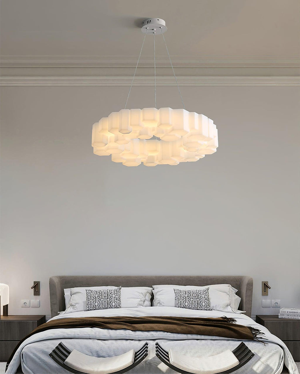 Lustra Chandelier Rayon de Miel Polycarbonate Blanc Brillant - Neutralighting