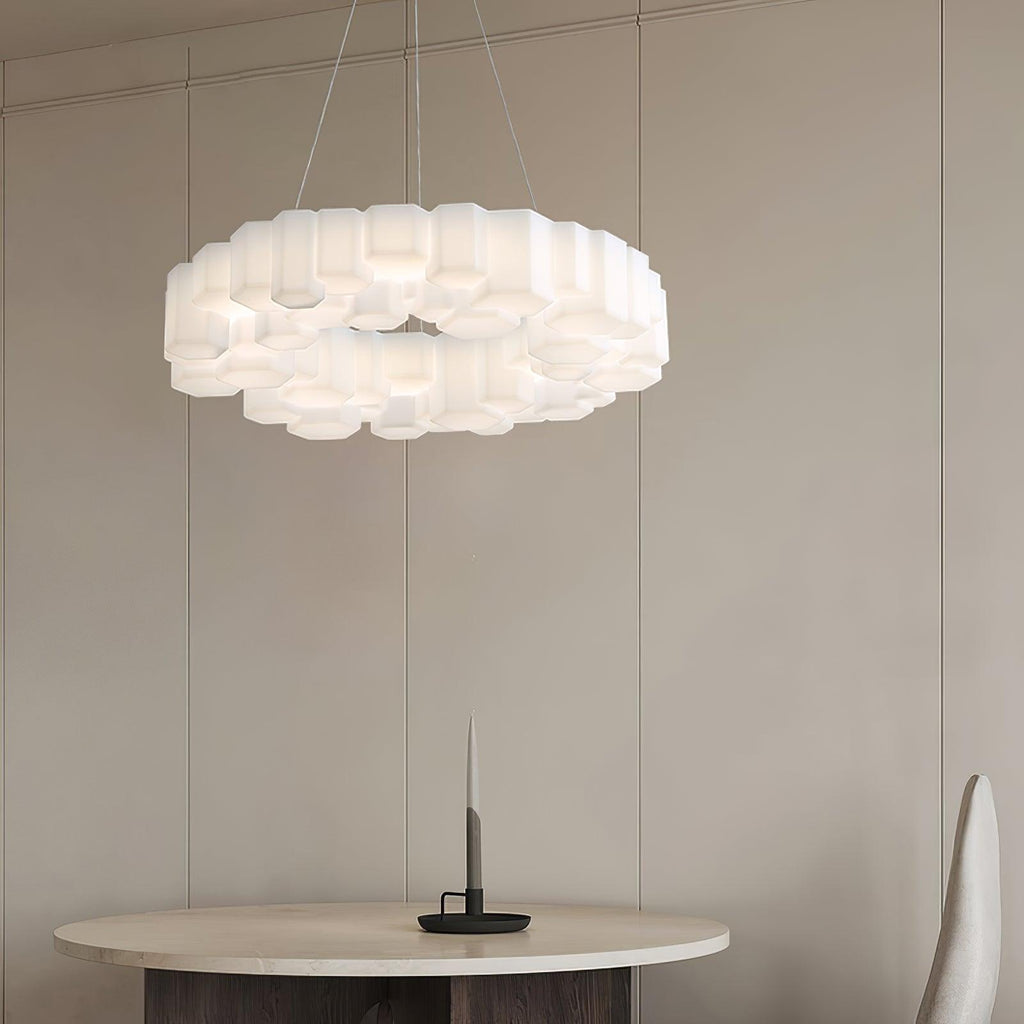 Lustra Chandelier Rayon de Miel Polycarbonate Blanc Brillant - Neutralighting