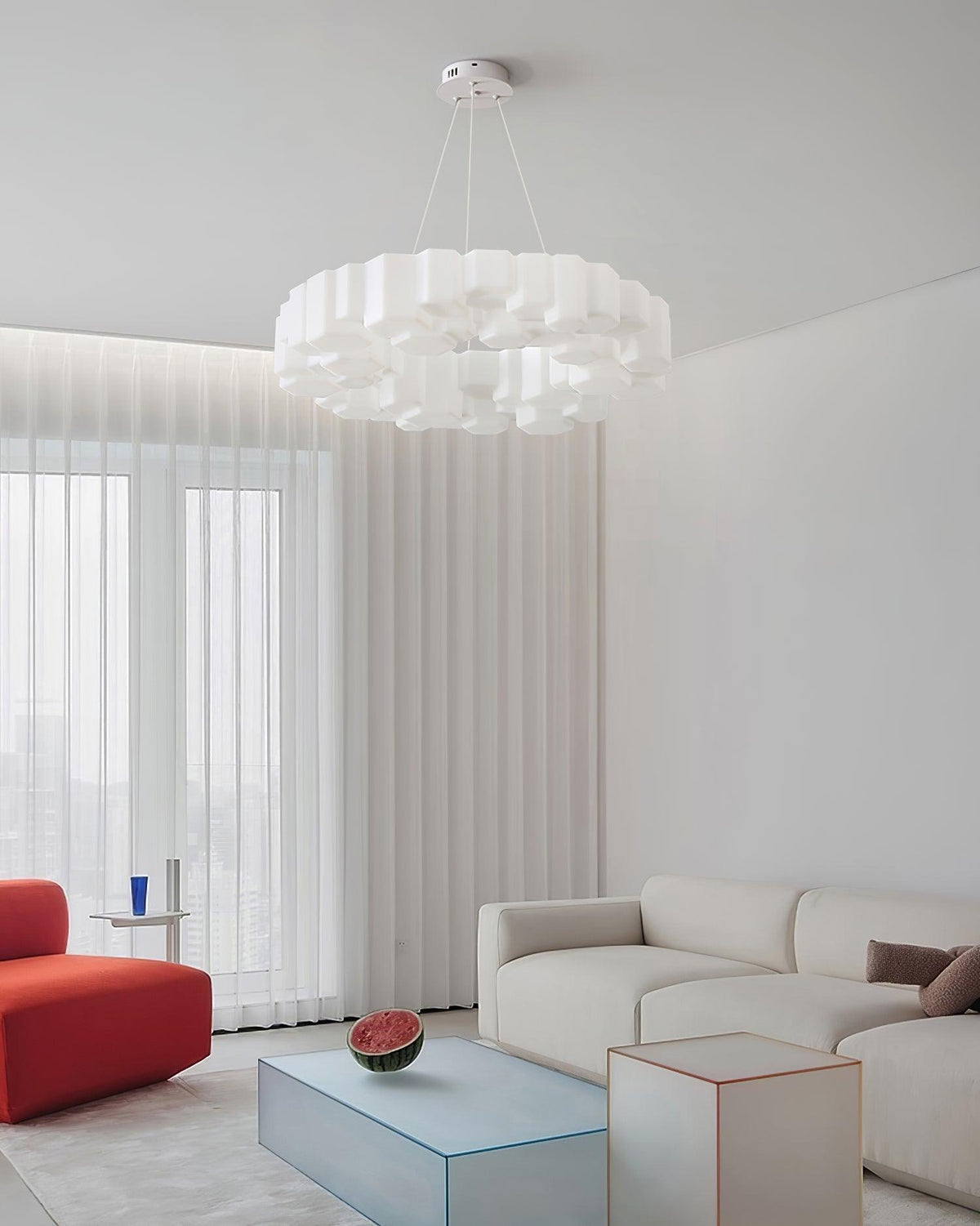Lustra Chandelier Rayon de Miel Polycarbonate Blanc Brillant - Neutralighting