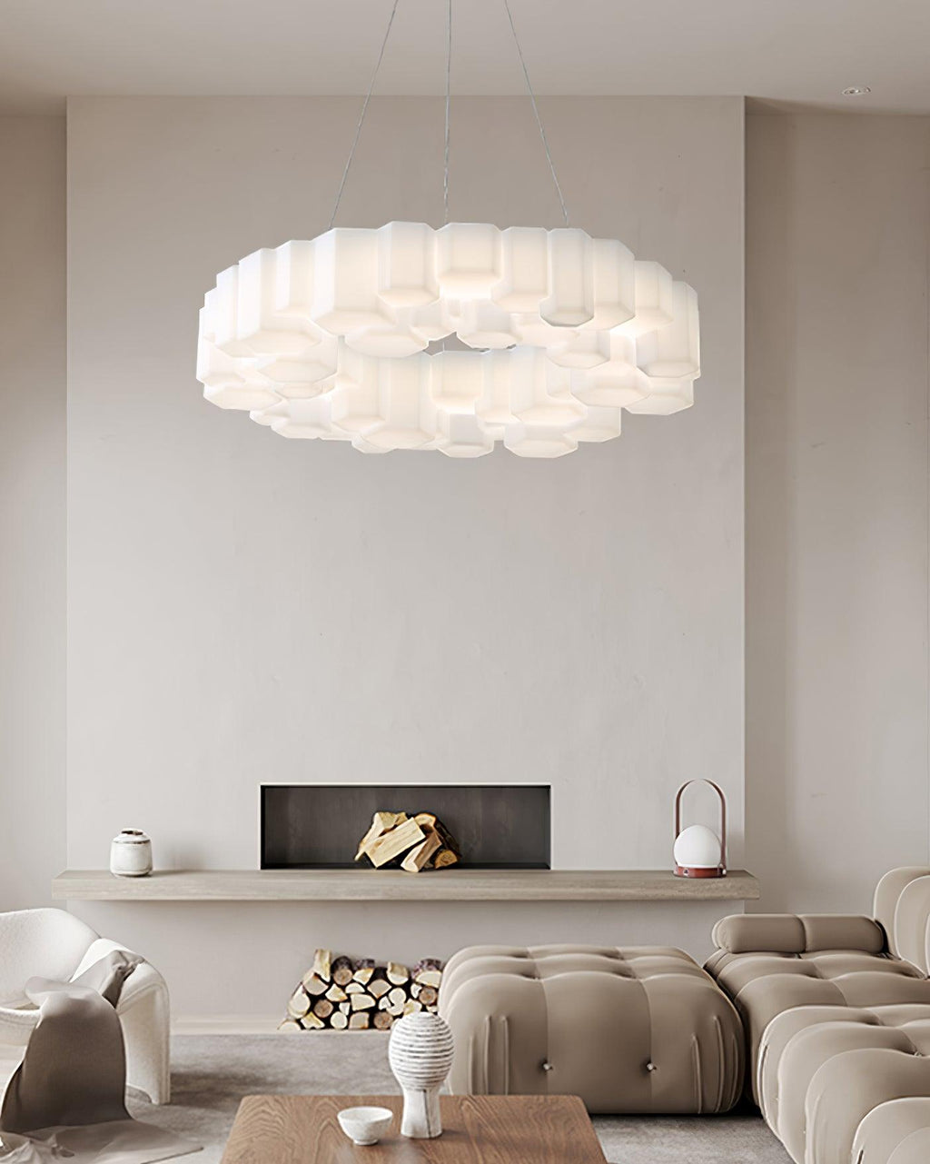 Lustra Chandelier Rayon de Miel Polycarbonate Blanc Brillant - Neutralighting