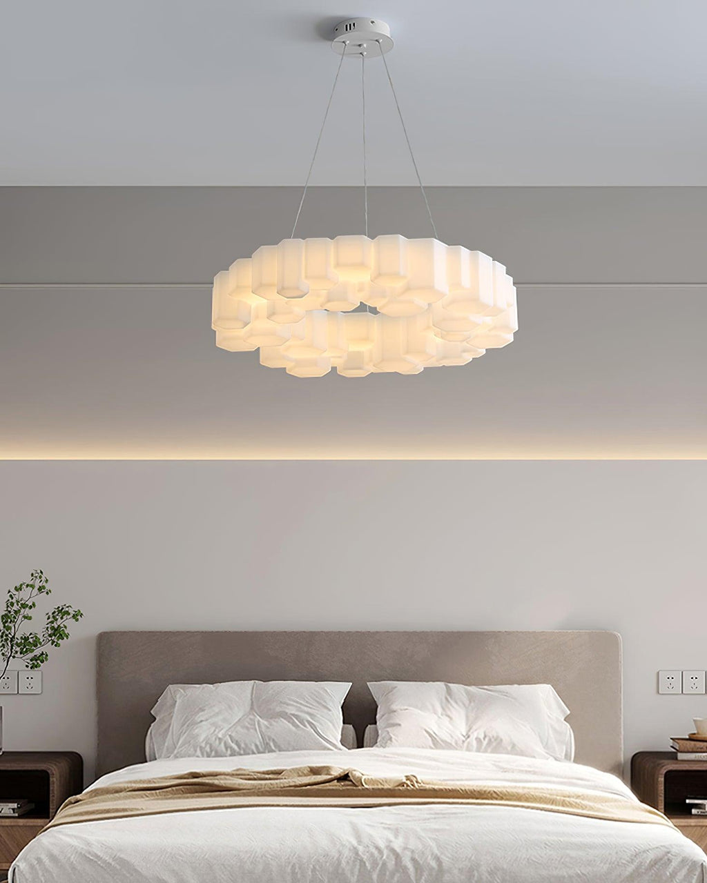 Lustra Chandelier Rayon de Miel Polycarbonate Blanc Brillant - Neutralighting