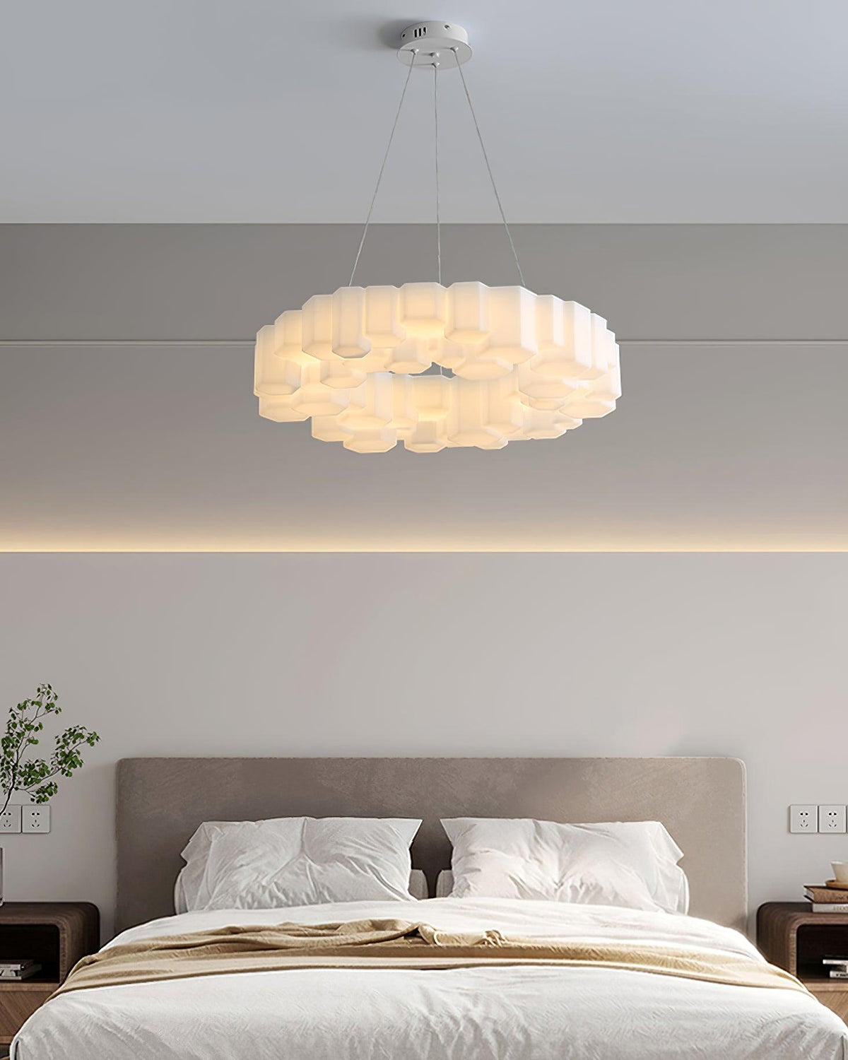 Lustra Chandelier Rayon de Miel Polycarbonate Blanc Brillant - Neutralighting