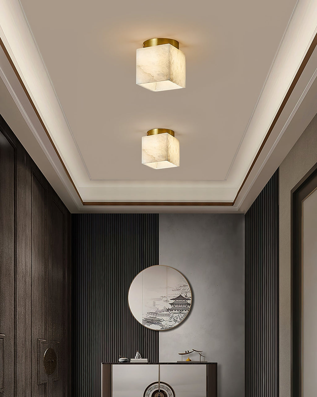 Usilia Lampe Plafonnier Laiton Albâtre Minimaliste Moderne - Neutralighting