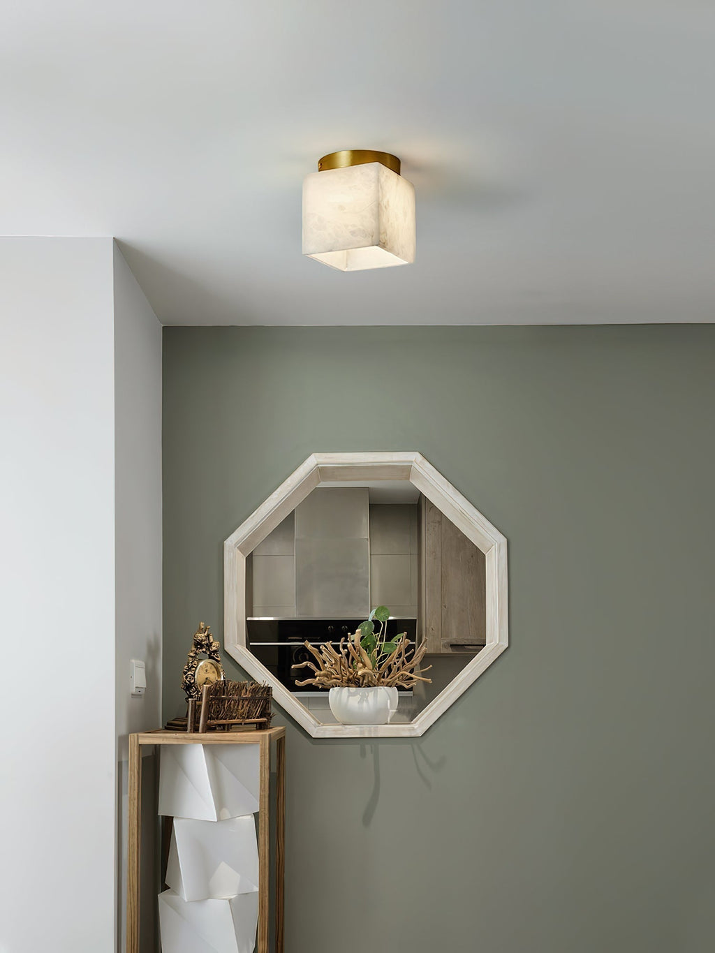 Usilia Lampe Plafonnier Laiton Albâtre Minimaliste Moderne - Neutralighting