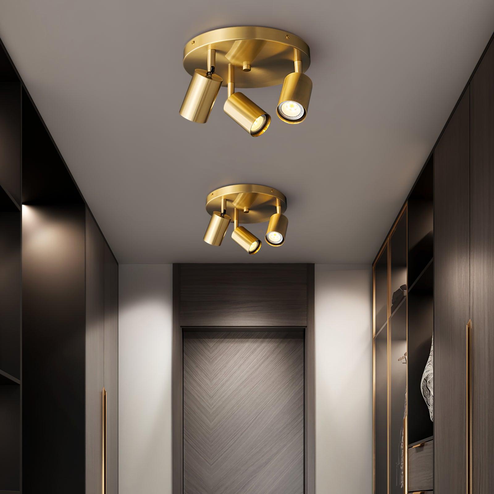 Solara Ceiling Lamp Brass Cylinder Adjustable Contemporary - Neutralighting