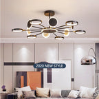 Moderne Suspension Multi Contemporaine, Metal/Acrylique, Noir Mat, Salon - Neutralighting
