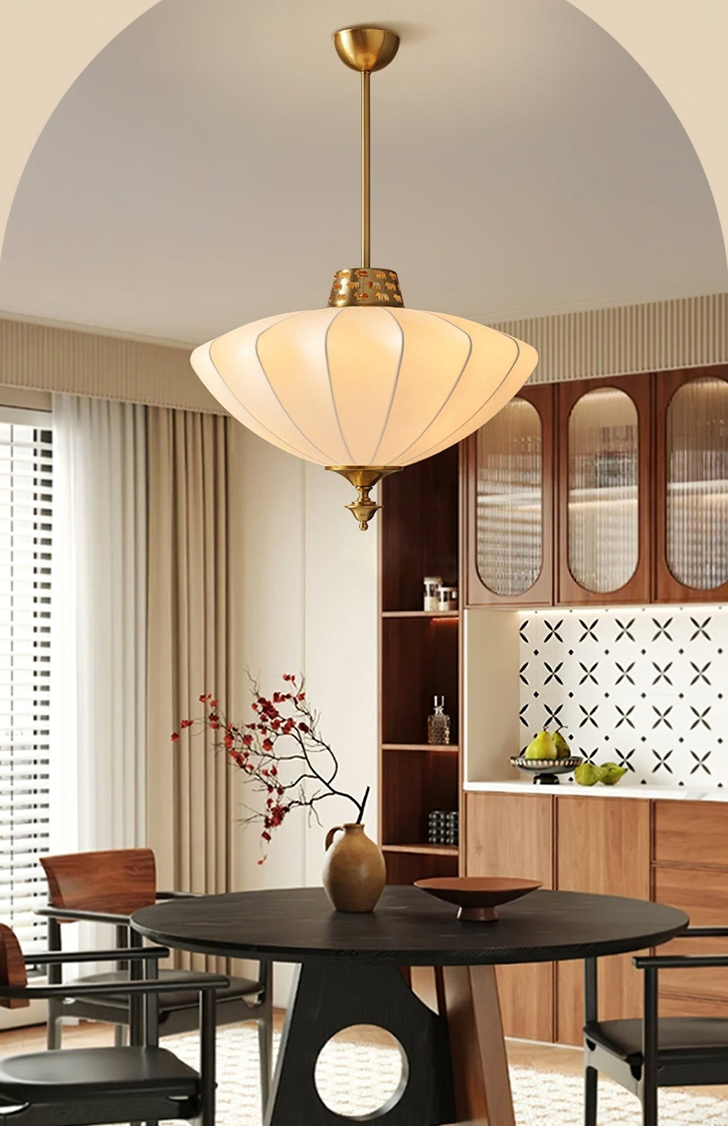 Ortalara Suspension Vintage Élégante en Soie Fleurie - Neutralighting