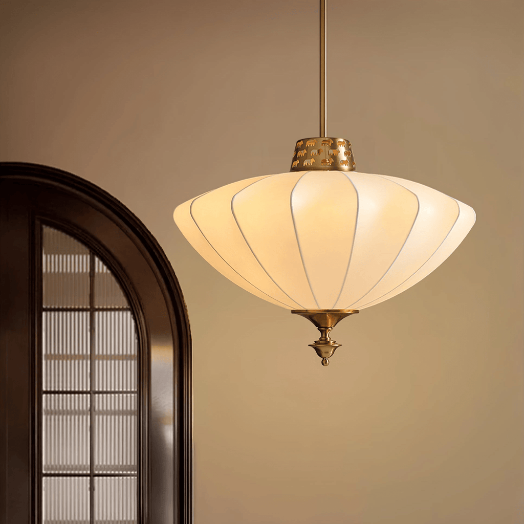 Ortalara Suspension Vintage Élégante en Soie Fleurie - Neutralighting
