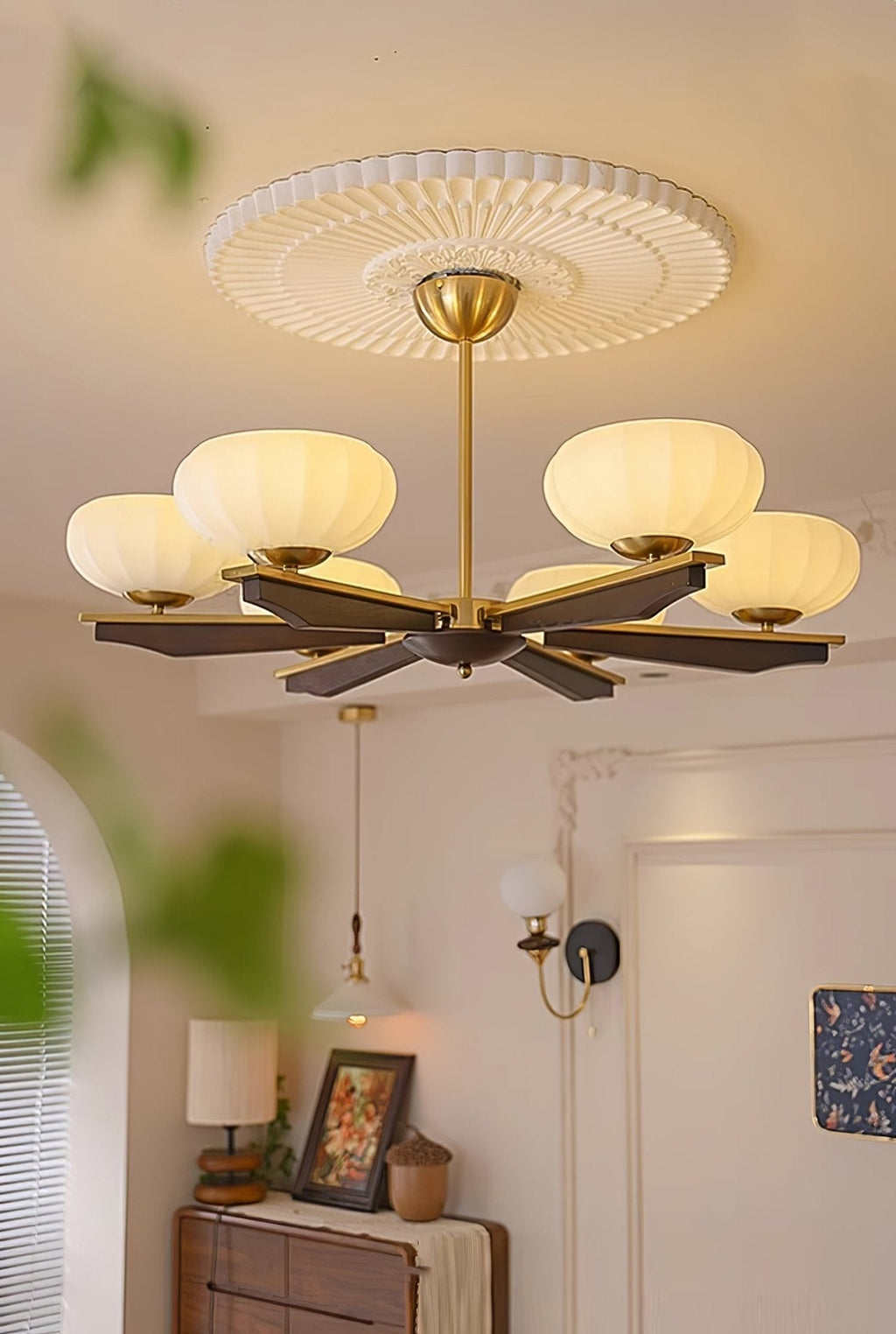Uzoror Lustre Vintage Traditionnel Élégant en Bois - Neutralighting