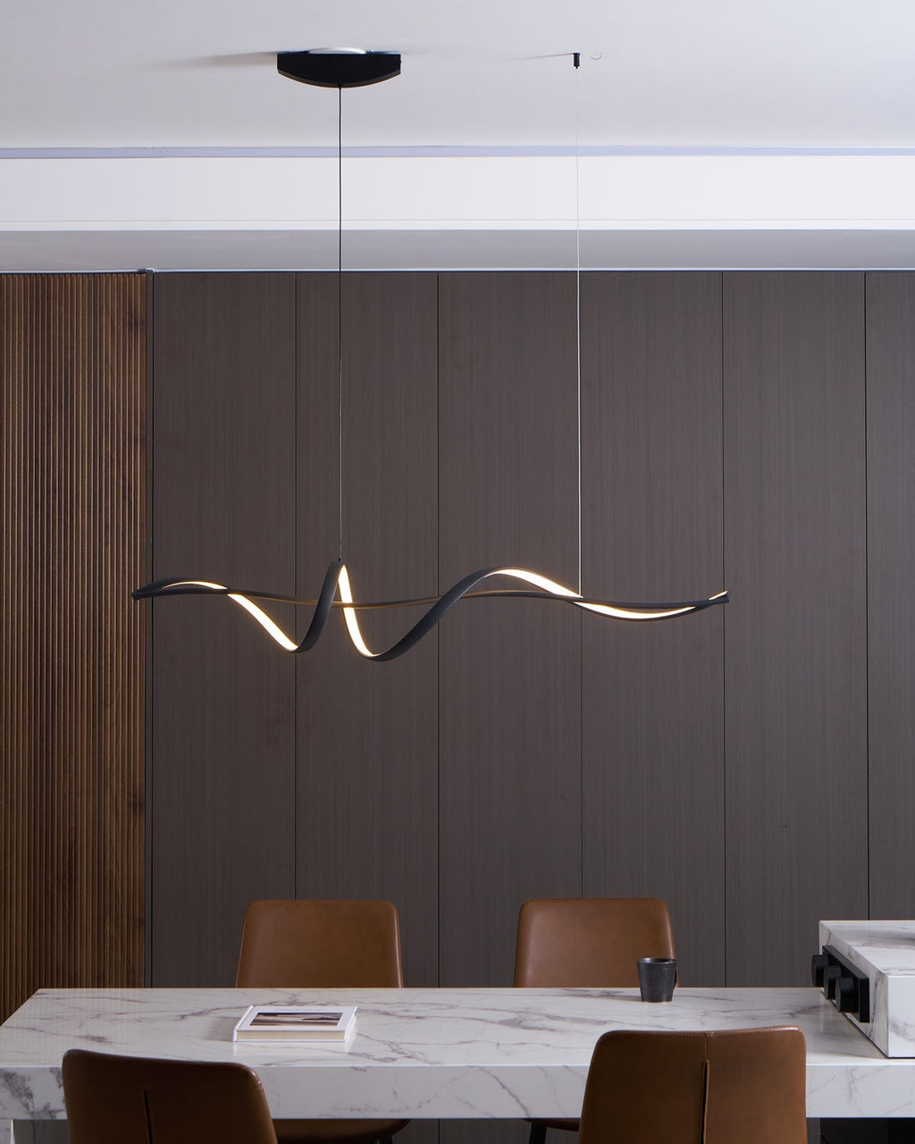 Aveline Suspension moderne LED Wave noire - Neutralighting