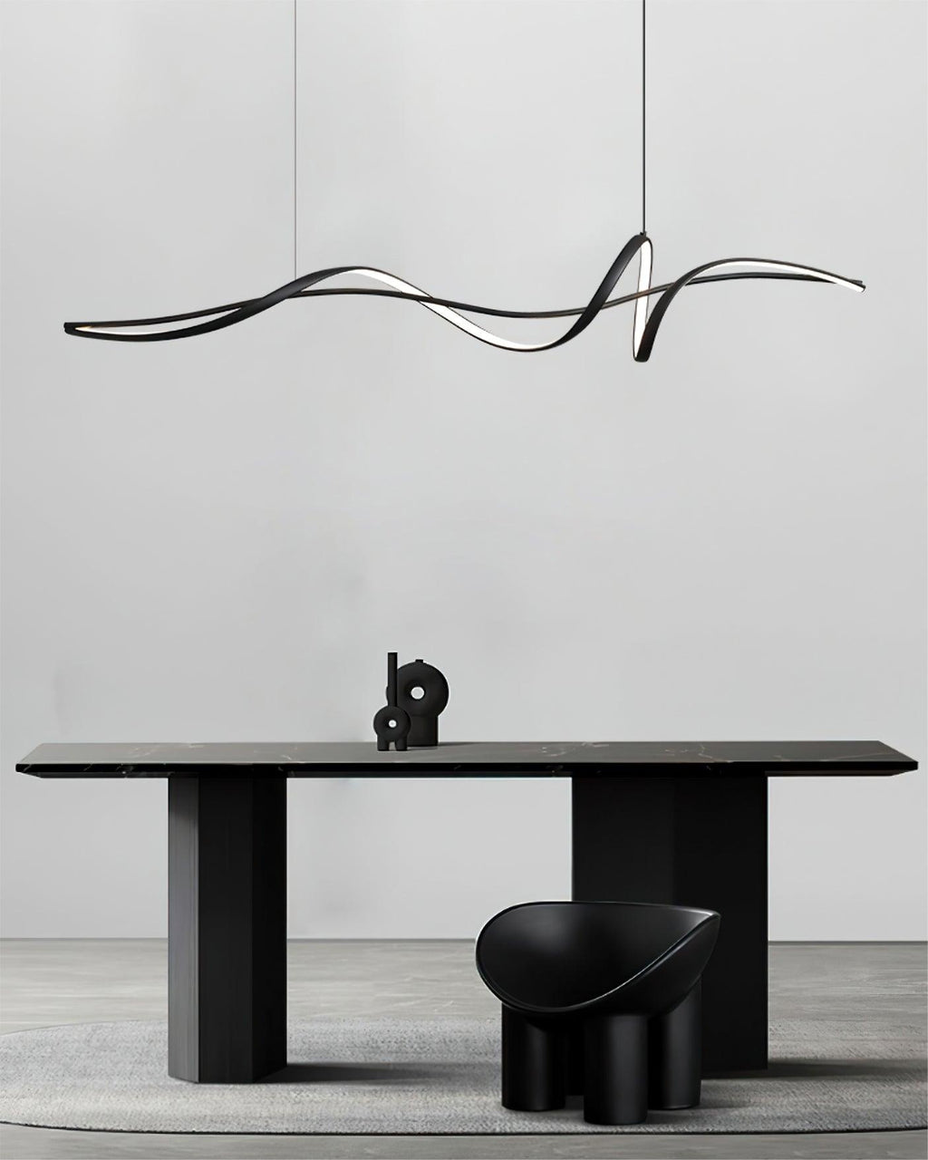 Aveline Suspension moderne LED Wave noire - Neutralighting