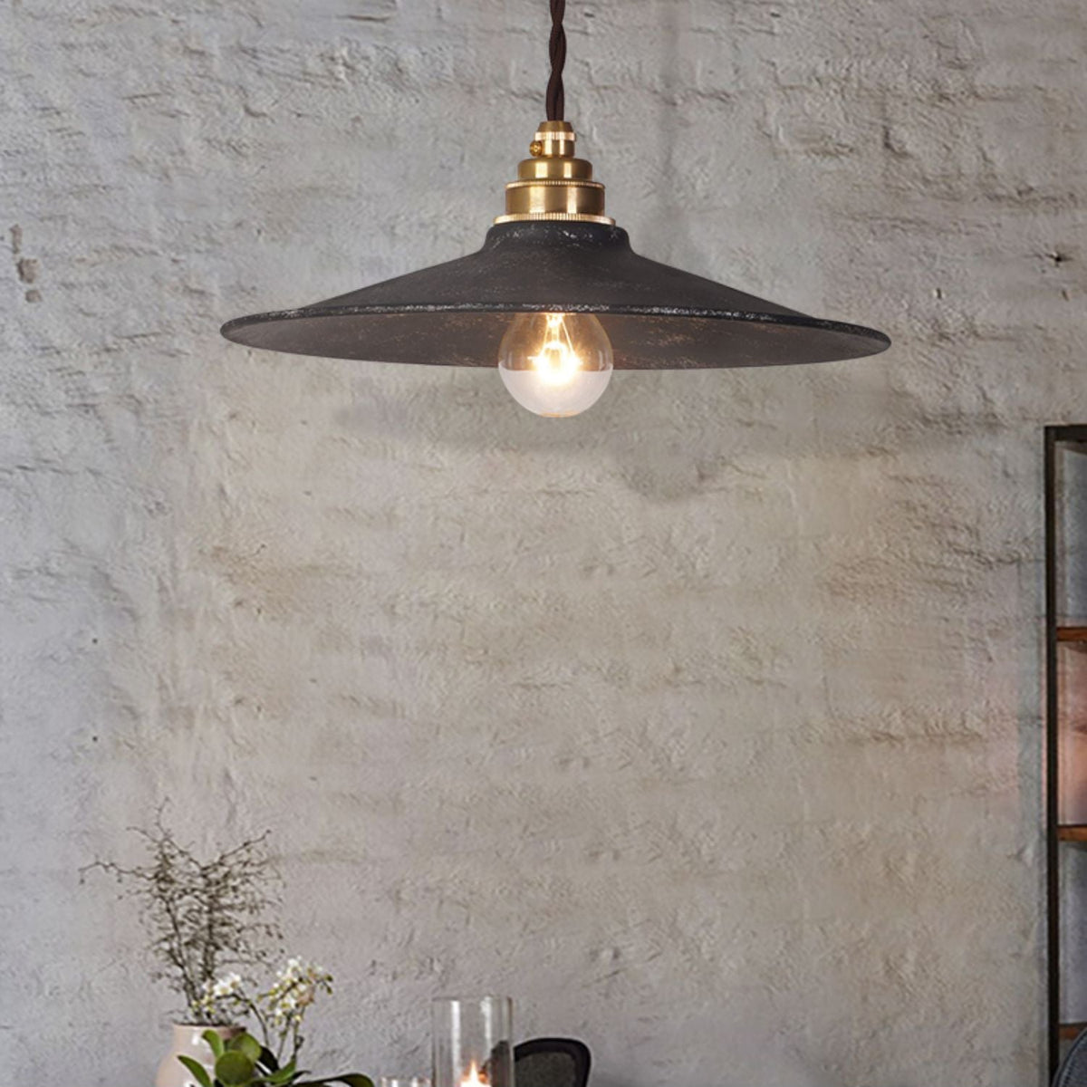 Zotheira Lampe Pendentive Métal Plat Industriel Vintage - Neutralighting