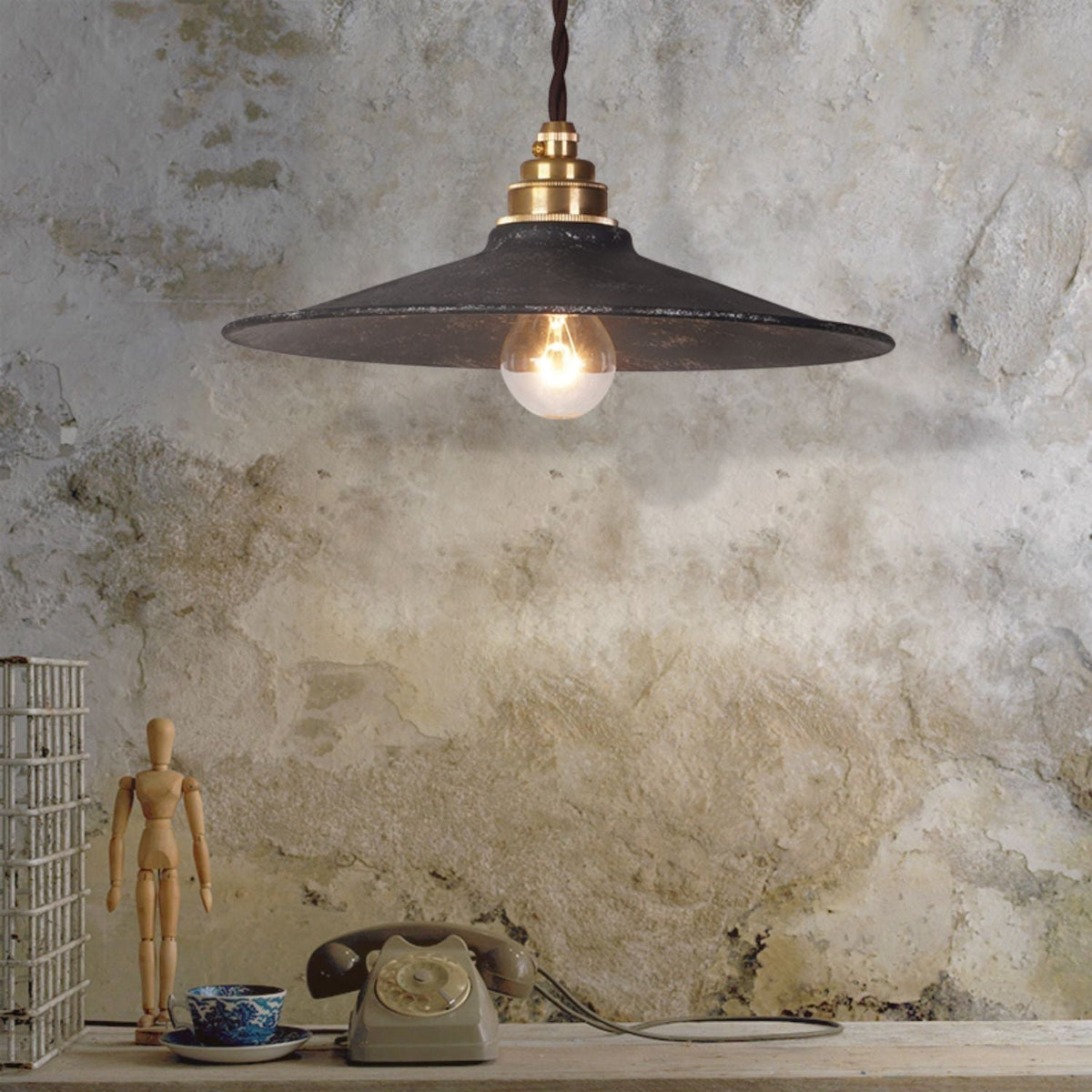 Zotheira Lampe Pendentive Métal Plat Industriel Vintage - Neutralighting