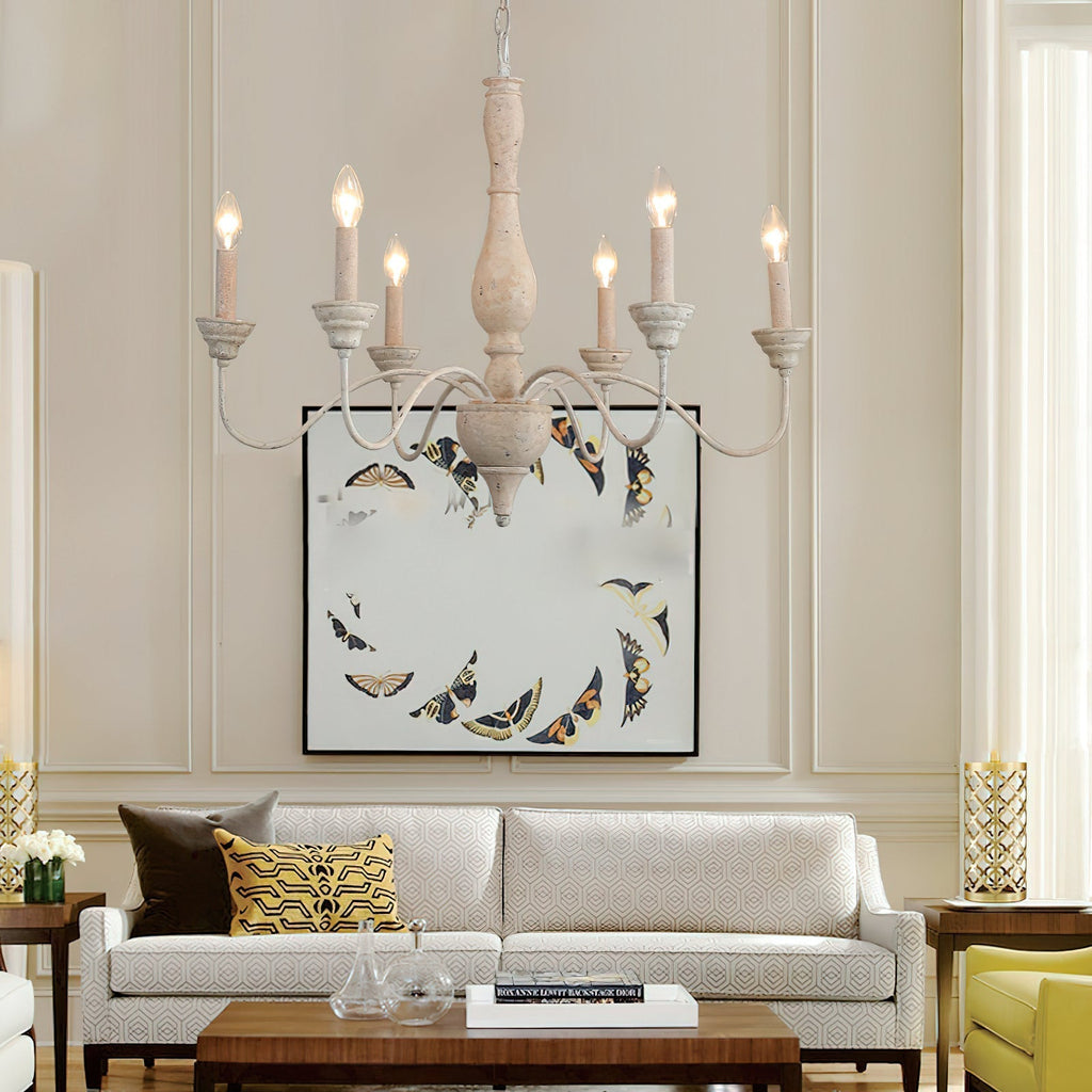 Eurloryra Lustre Bougie Sculpté à la Main Bois Vintage - Neutralighting