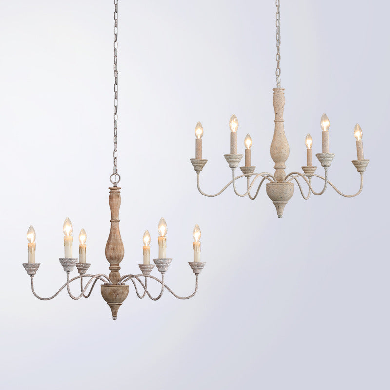 Eurloryra Lustre Bougie Sculpté à la Main Bois Vintage - Neutralighting