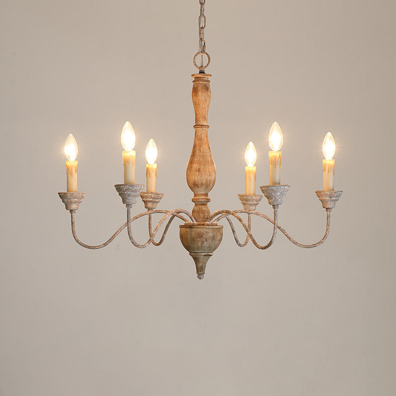Eurloryra Lustre Bougie Sculpté à la Main Bois Vintage - Neutralighting