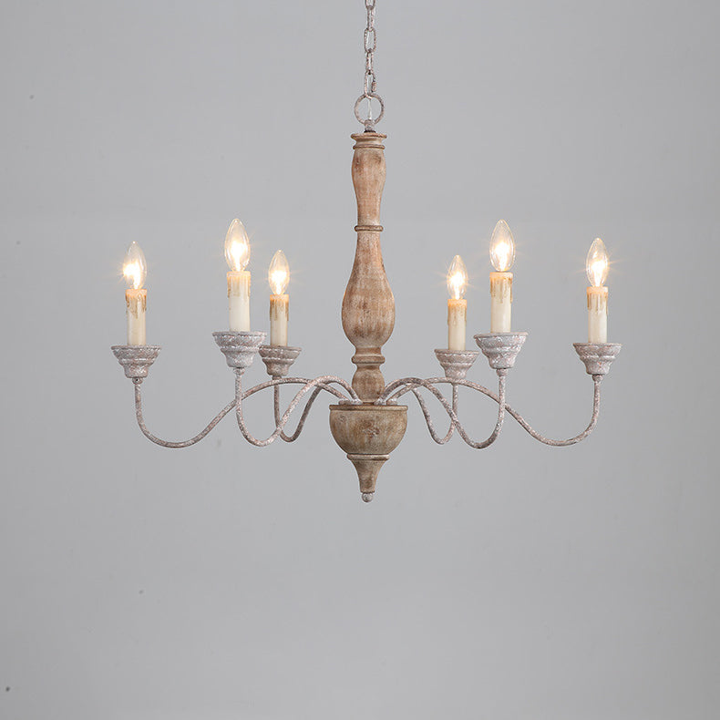 Eurloryra Lustre Bougie Sculpté à la Main Bois Vintage - Neutralighting