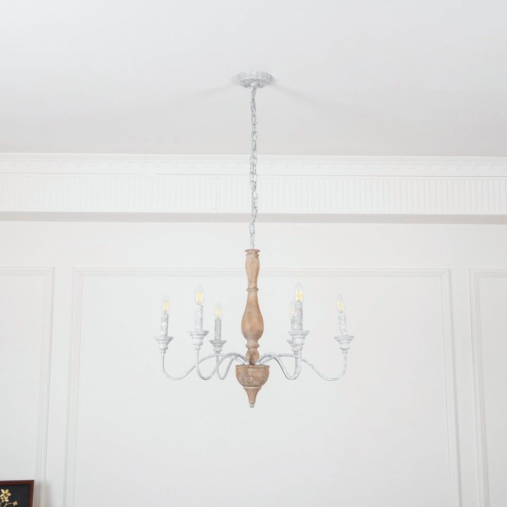 Eurloryra Lustre Bougie Sculpté à la Main Bois Vintage - Neutralighting