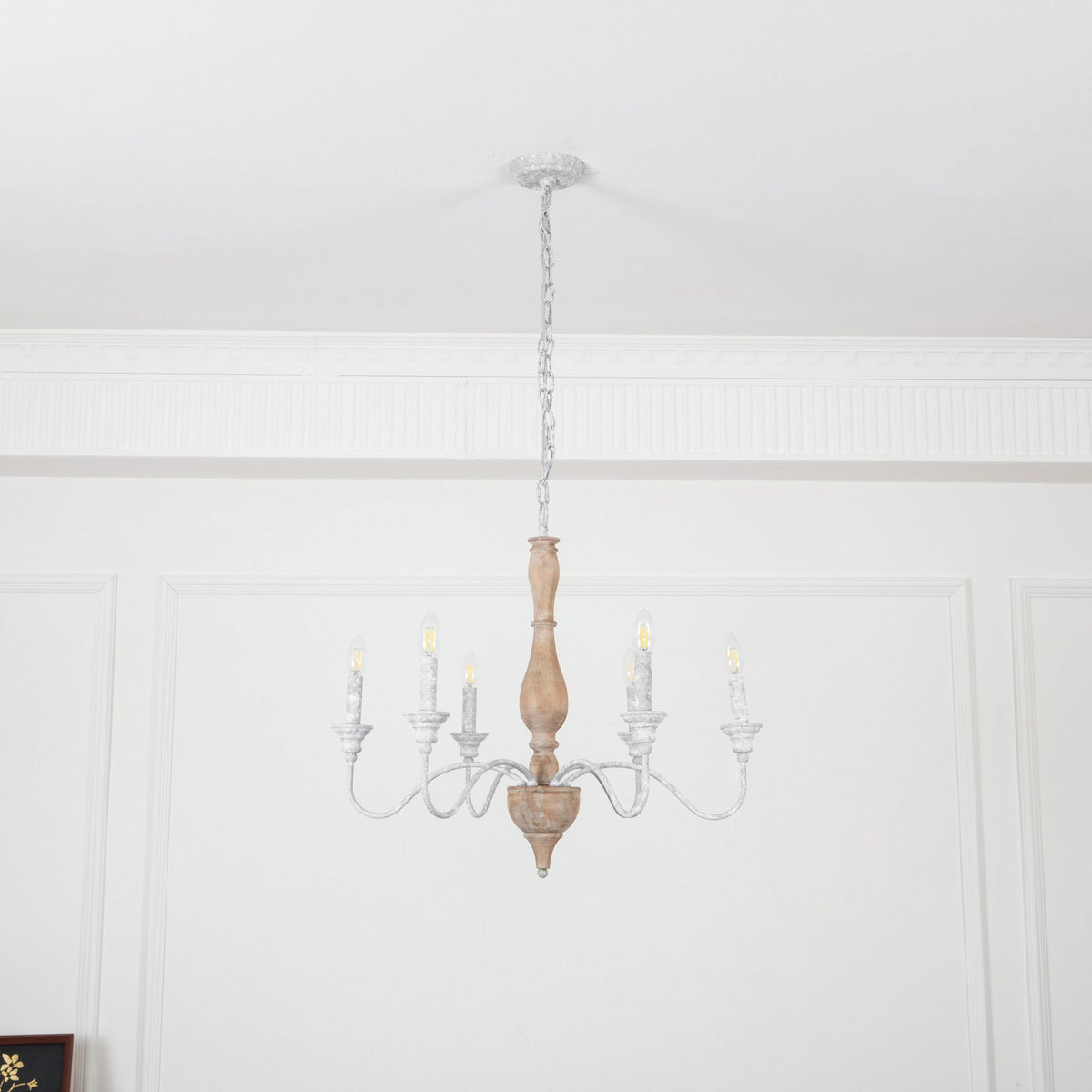 Eurloryra Lustre Bougie Sculpté à la Main Bois Vintage - Neutralighting
