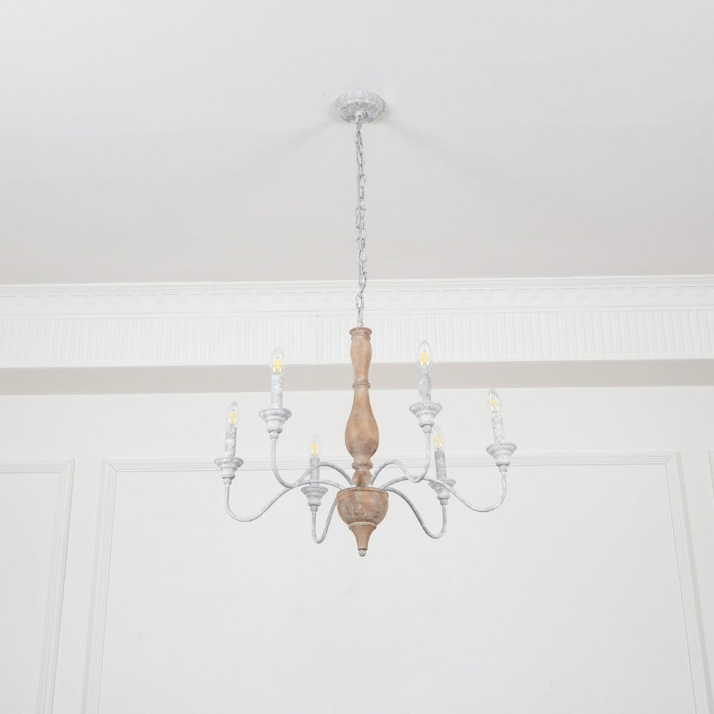 Eurloryra Lustre Bougie Sculpté à la Main Bois Vintage - Neutralighting