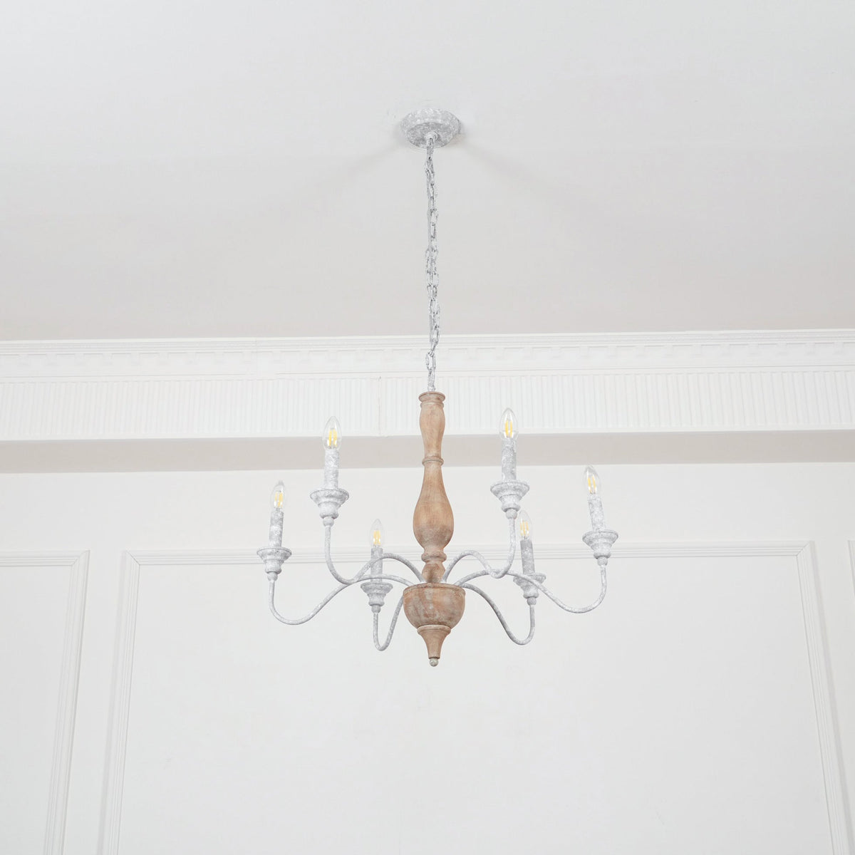 Eurloryra Lustre Bougie Sculpté à la Main Bois Vintage - Neutralighting